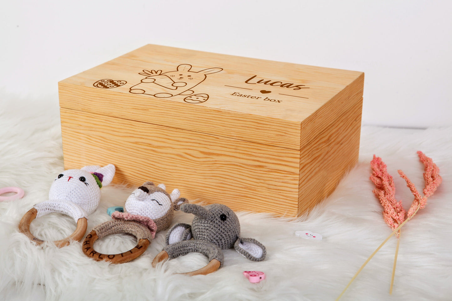 Ahşap Paskalya Sepeti, Özel Paskalya Tavşanı Sepeti, Erkek Kız Adı Paskalya Sepeti, Çocuklar Paskalya Hediyeleri, Mutlu Paskalya Yumurtası Avı, Monogram Paskalya Sepeti