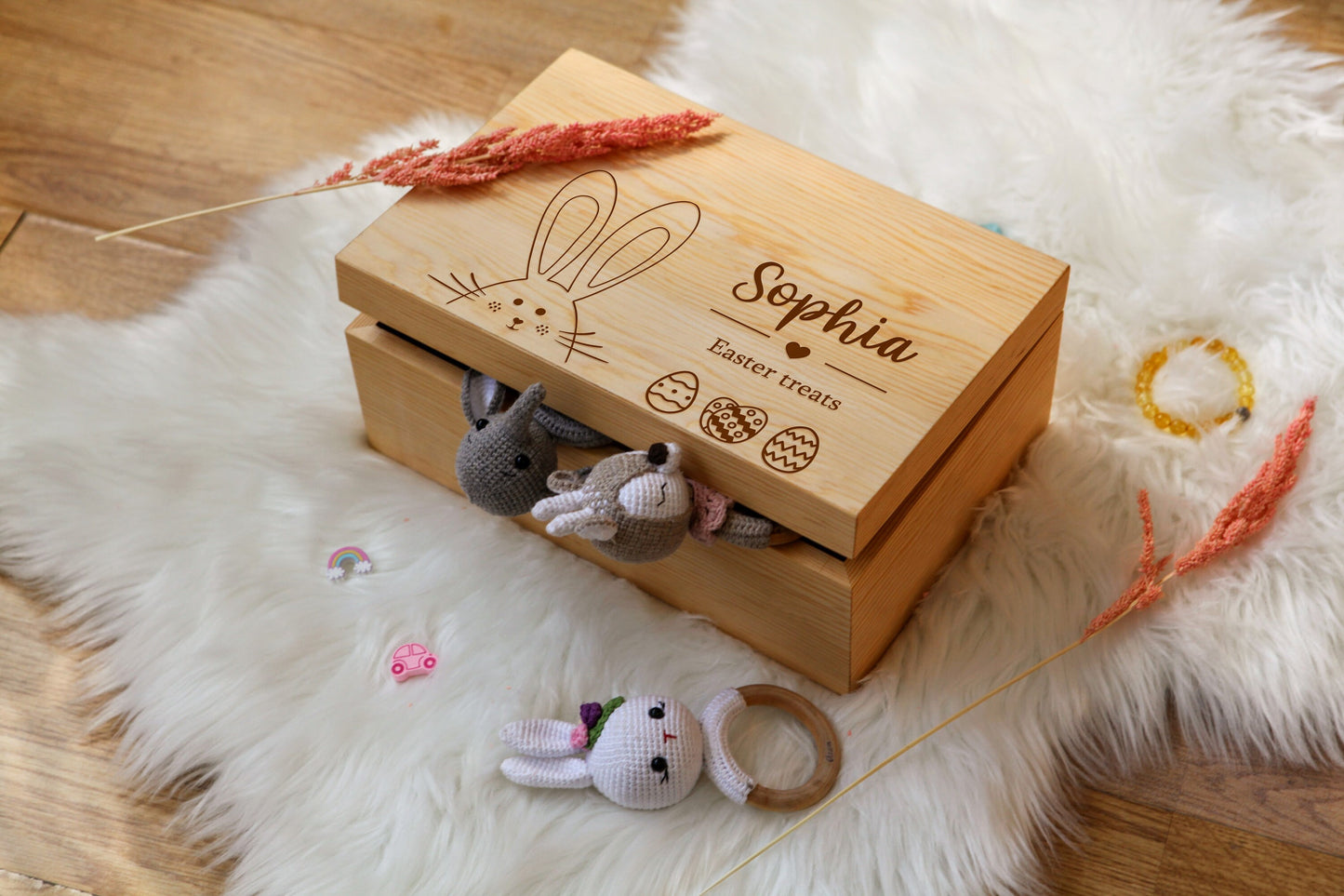Ahşap Paskalya Sepeti, Özel Paskalya Tavşanı Sepeti, Erkek Kız Adı Paskalya Sepeti, Çocuklar Paskalya Hediyeleri, Mutlu Paskalya Yumurtası Avı, Monogram Paskalya Sepeti