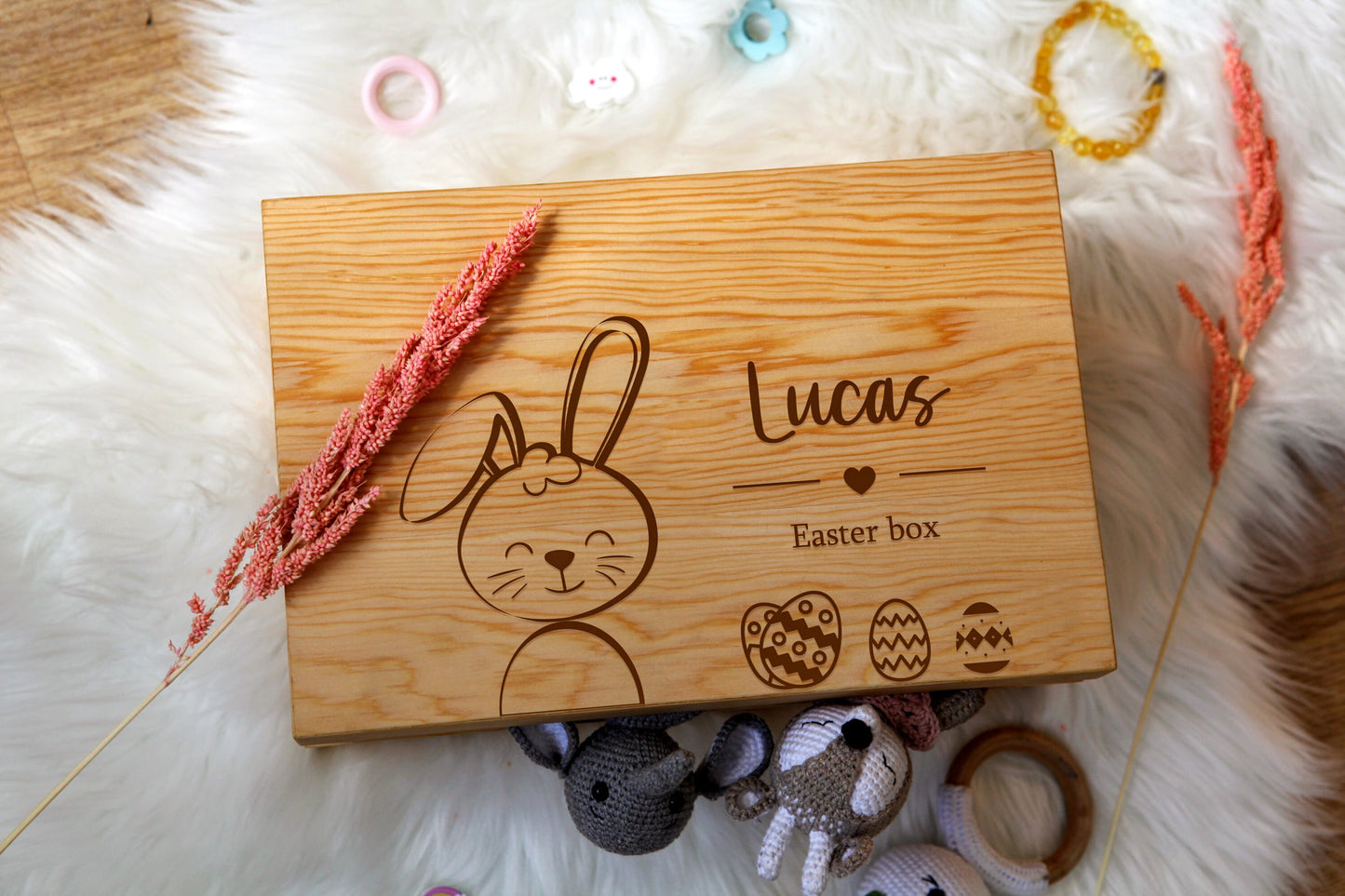 Ahşap Paskalya Sepeti, Özel Paskalya Tavşanı Sepeti, Erkek Kız Adı Paskalya Sepeti, Çocuklar Paskalya Hediyeleri, Mutlu Paskalya Yumurtası Avı, Monogram Paskalya Sepeti