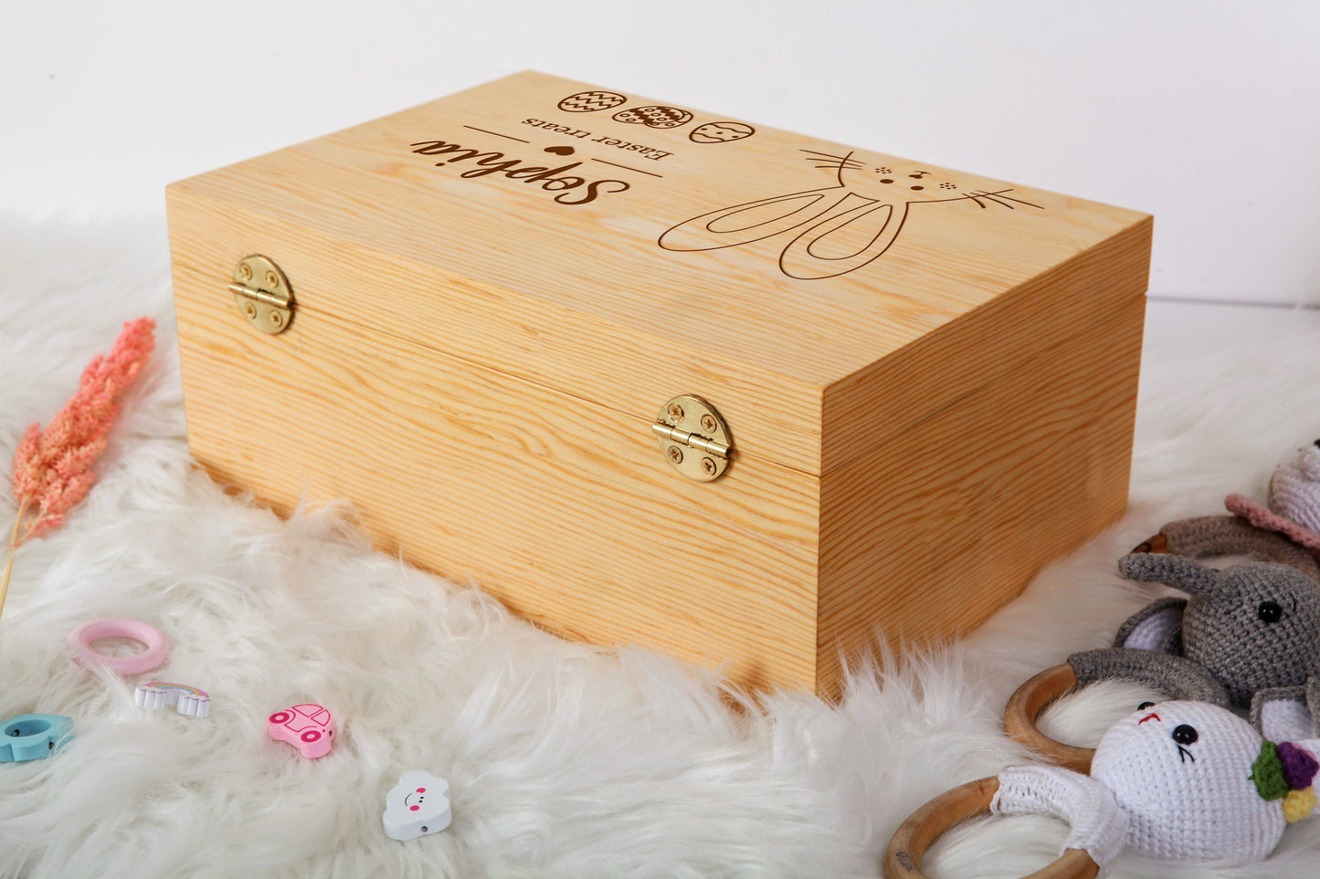 Ahşap Paskalya Sepeti, Özel Paskalya Tavşanı Sepeti, Erkek Kız Adı Paskalya Sepeti, Çocuklar Paskalya Hediyeleri, Mutlu Paskalya Yumurtası Avı, Monogram Paskalya Sepeti