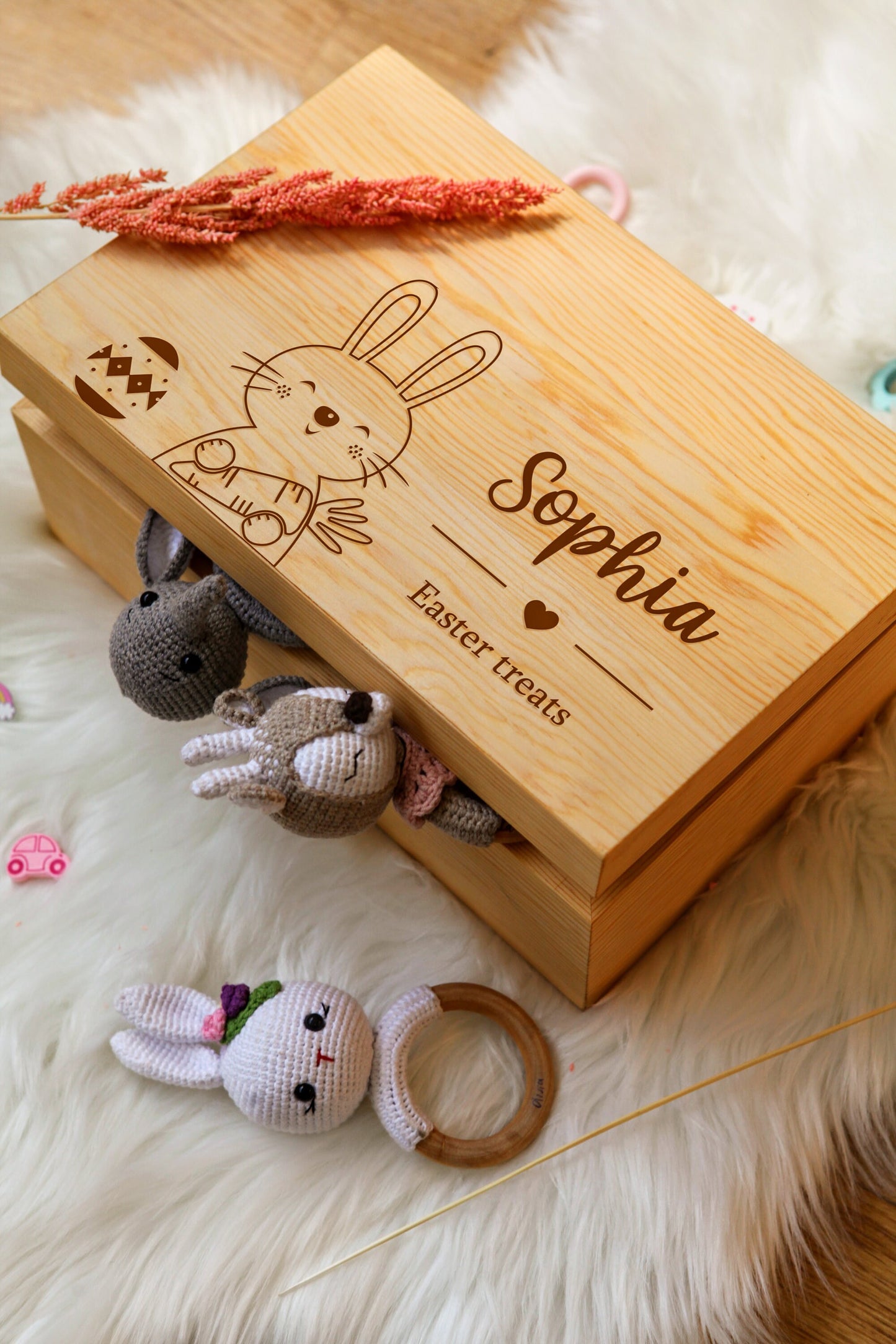 Ahşap Paskalya Sepeti, Özel Paskalya Tavşanı Sepeti, Erkek Kız Adı Paskalya Sepeti, Çocuklar Paskalya Hediyeleri, Mutlu Paskalya Yumurtası Avı, Monogram Paskalya Sepeti