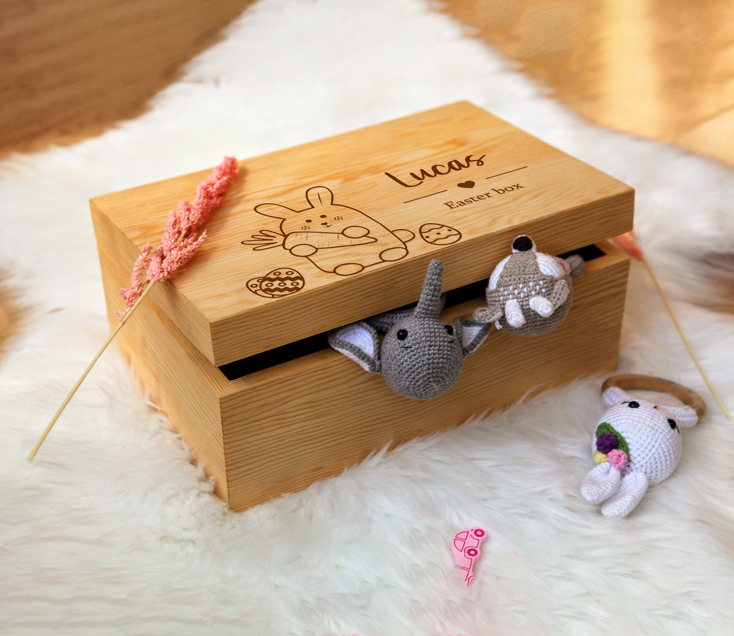 Ahşap Paskalya Sepeti, Özel Paskalya Tavşanı Sepeti, Erkek Kız Adı Paskalya Sepeti, Çocuklar Paskalya Hediyeleri, Mutlu Paskalya Yumurtası Avı, Monogram Paskalya Sepeti