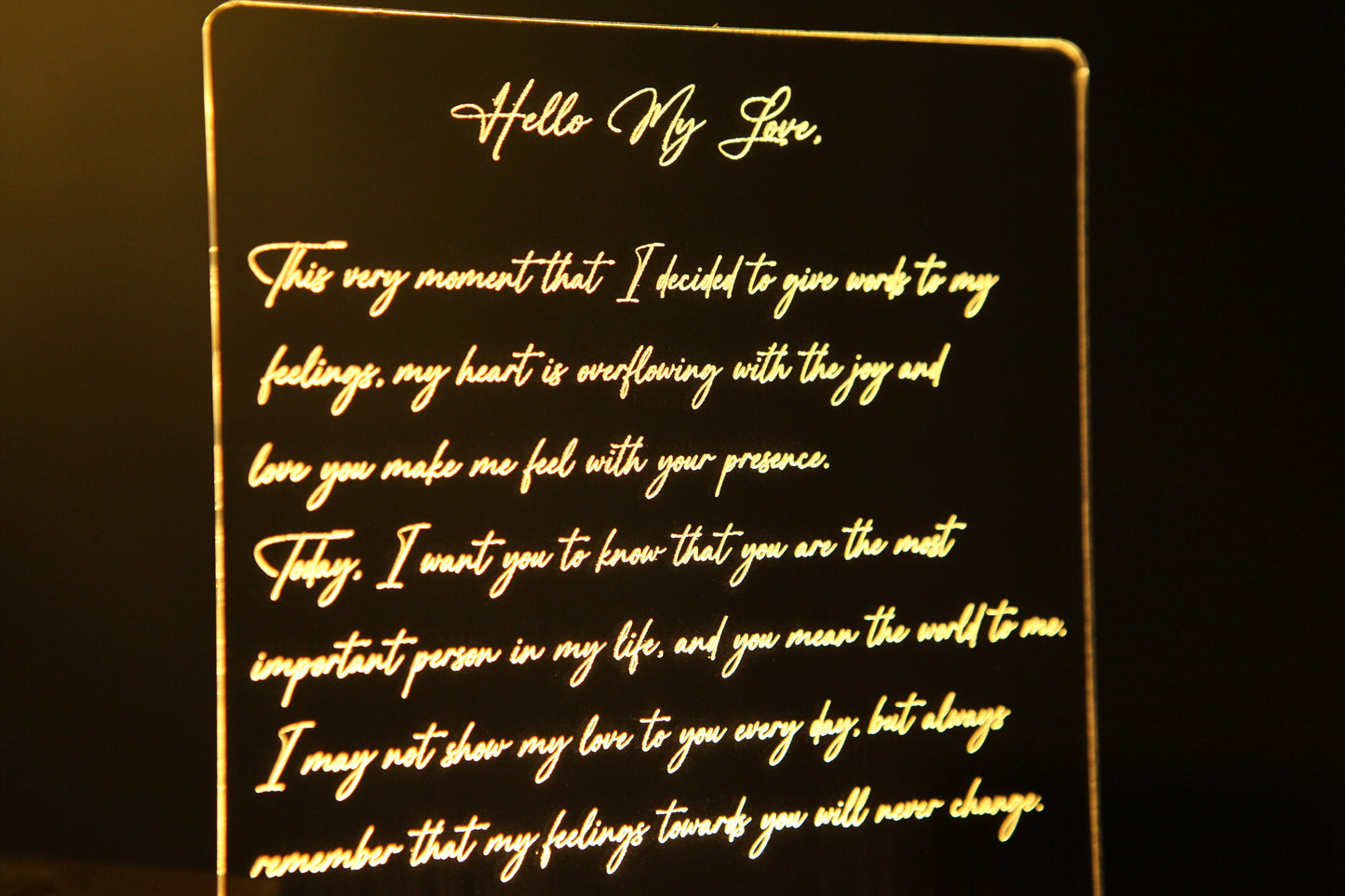 Custom Hand-Written Letter Night Light as Valentines Gift