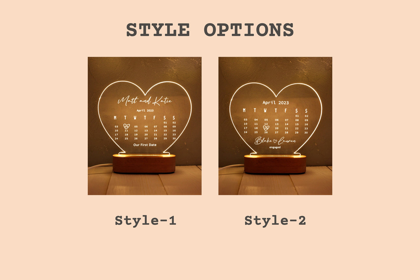 Custom Heart Led Light - Personalized Valentines Gift