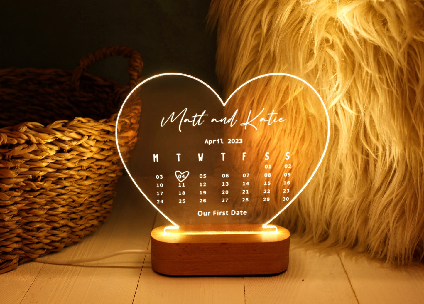 Custom Heart Led Light - Personalized Valentines Gift