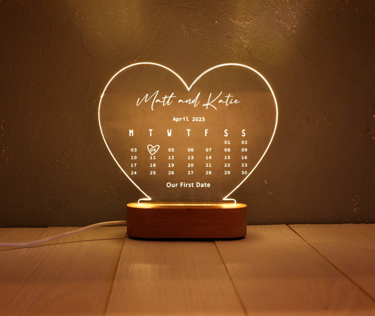 Custom Heart Led Light - Personalized Valentines Gift
