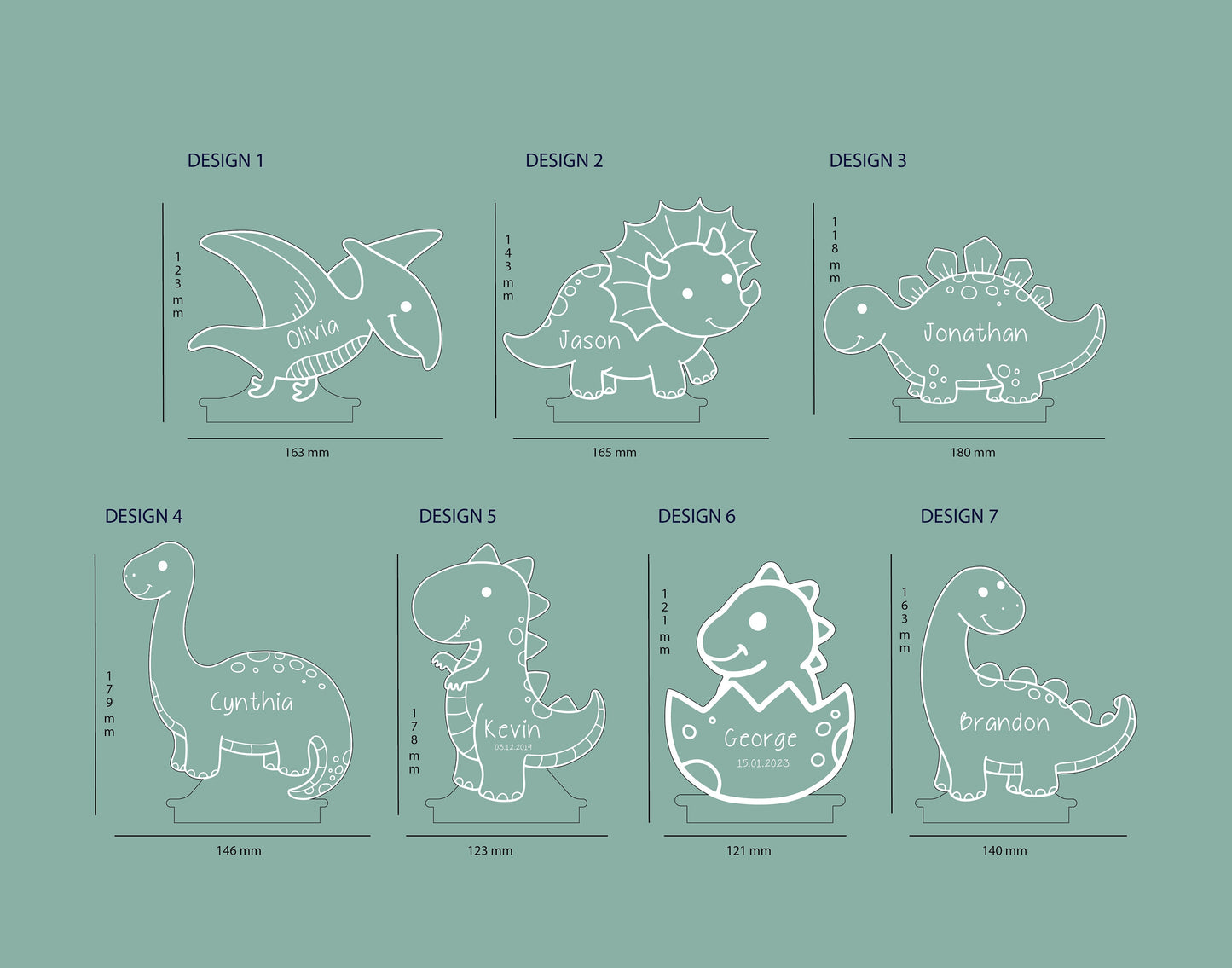 Kişiye Özel Dinozor Gece Lambası Sevimli Çocuk İsimli Gece Lambası