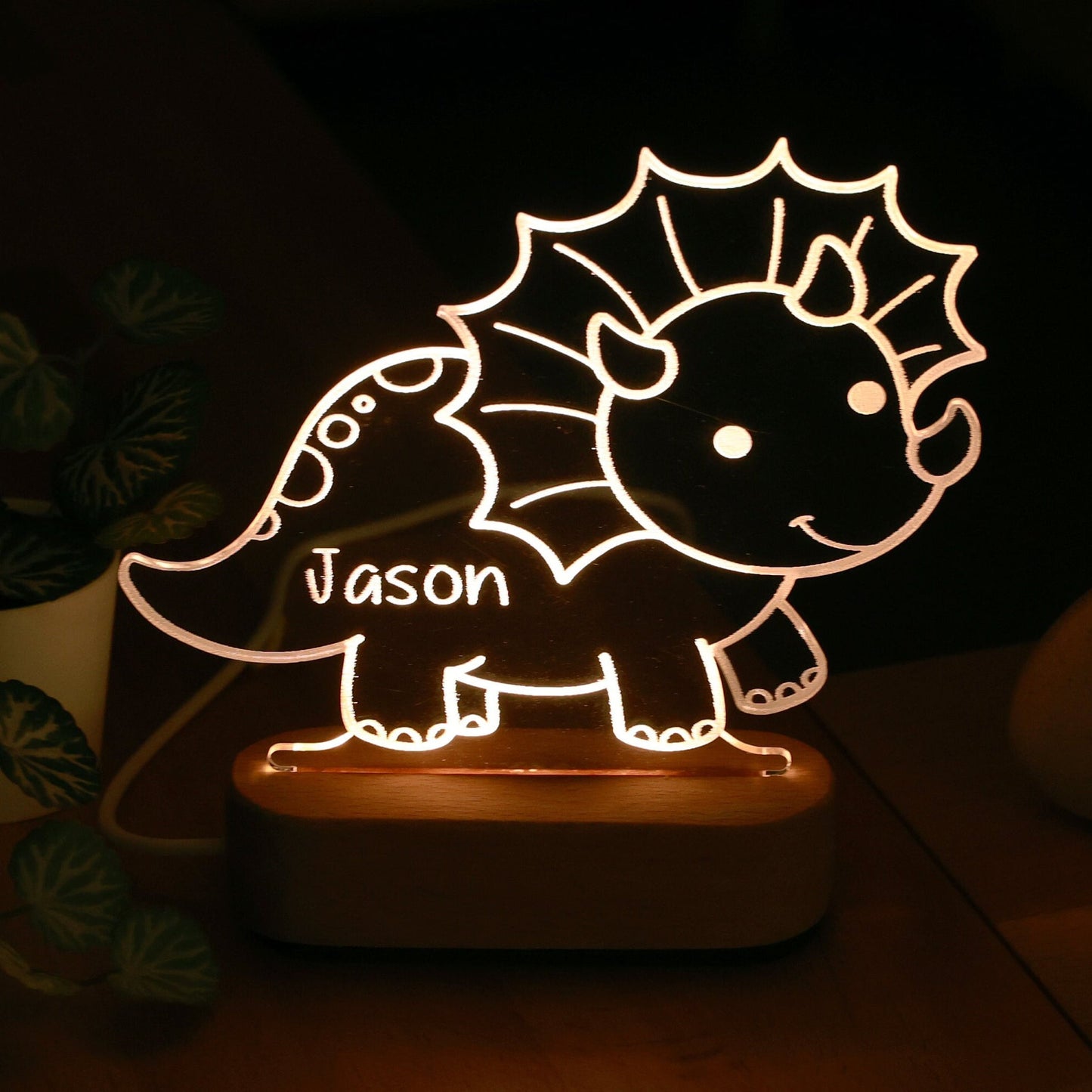 Personalized Dinosaur Night Light Cute Kids Name Nightlight