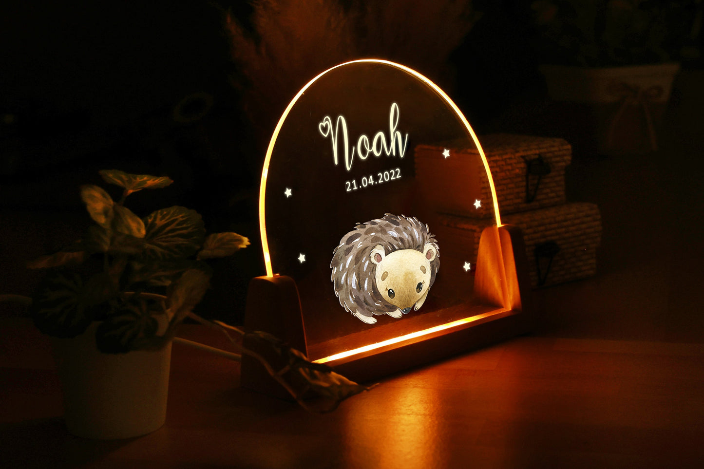 Personalized Jungle Animal Night Light, Custom Baby Name Nightlight for Nursery