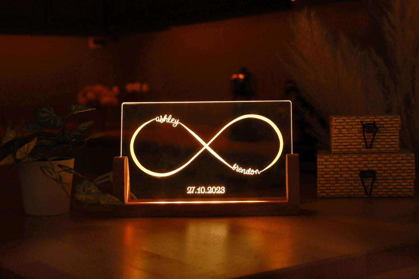 Double Name Infinity Night Lamp with Date