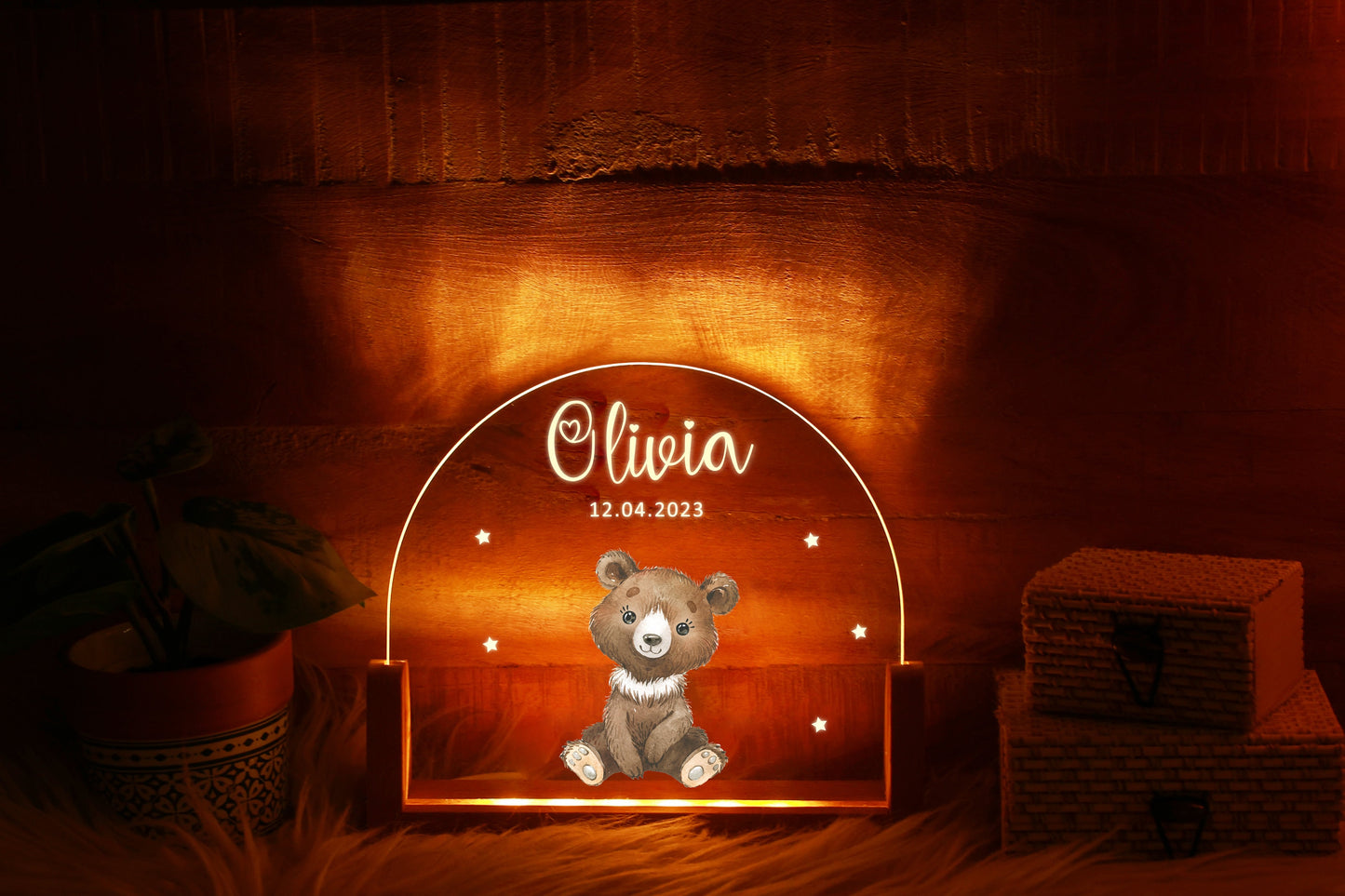 Personalized Jungle Animal Night Light, Custom Baby Name Nightlight for Nursery