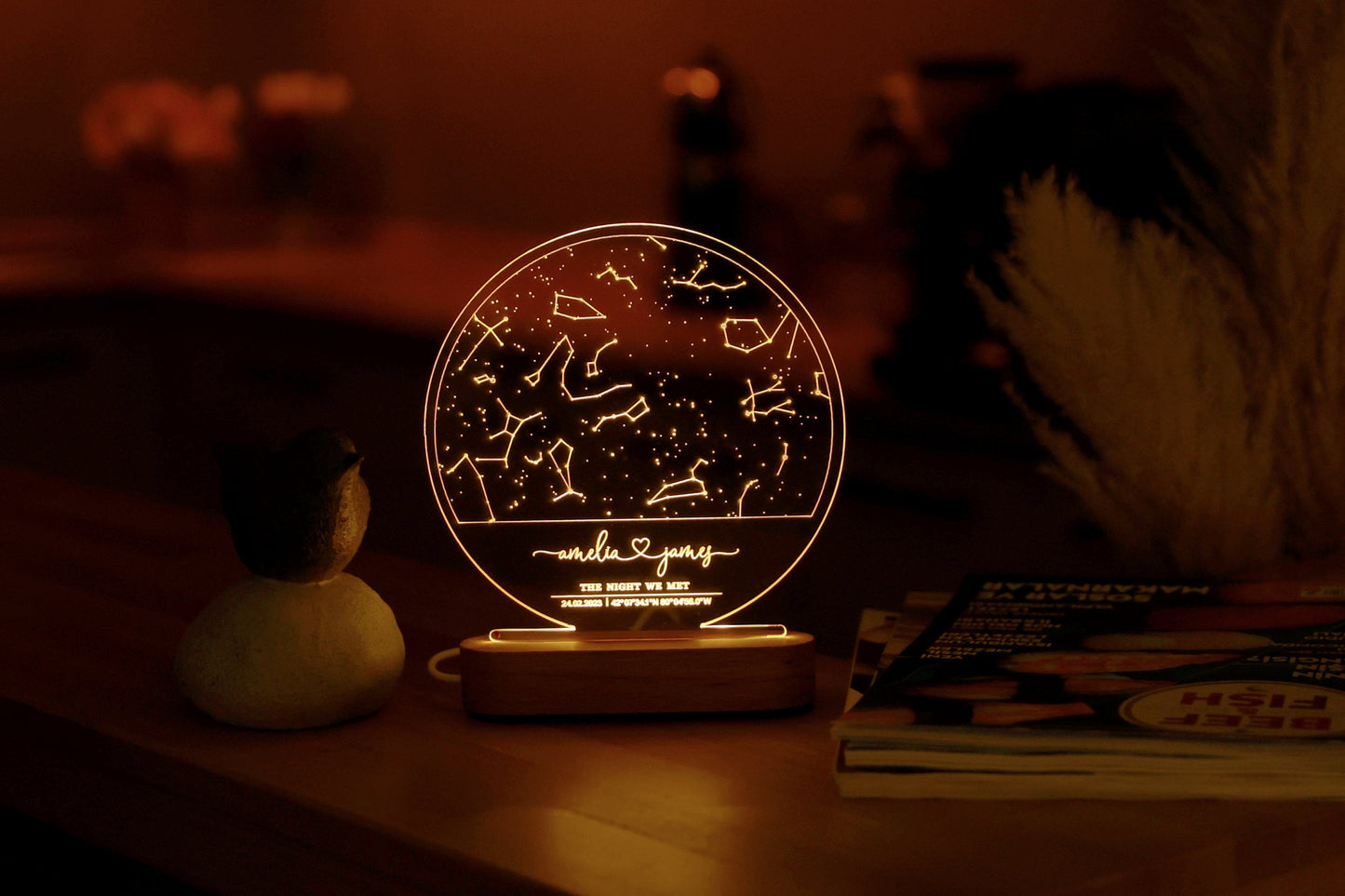 Custom Star Map Night Light, Personalized Constellation Chart Lamp