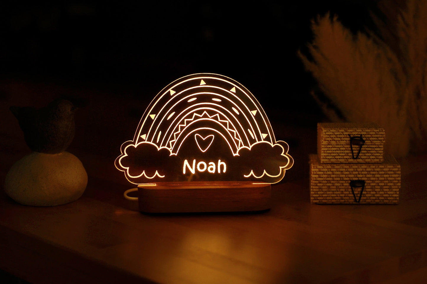 Custom Baby Night Light - Rainbow Nightlight Personalized Kids Name