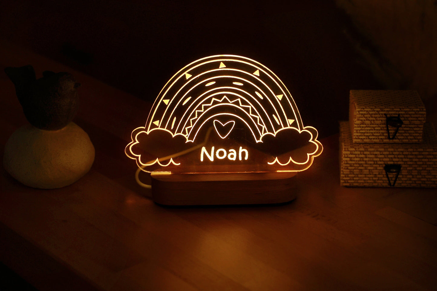 Custom Baby Night Light - Rainbow Nightlight Personalized Kids Name