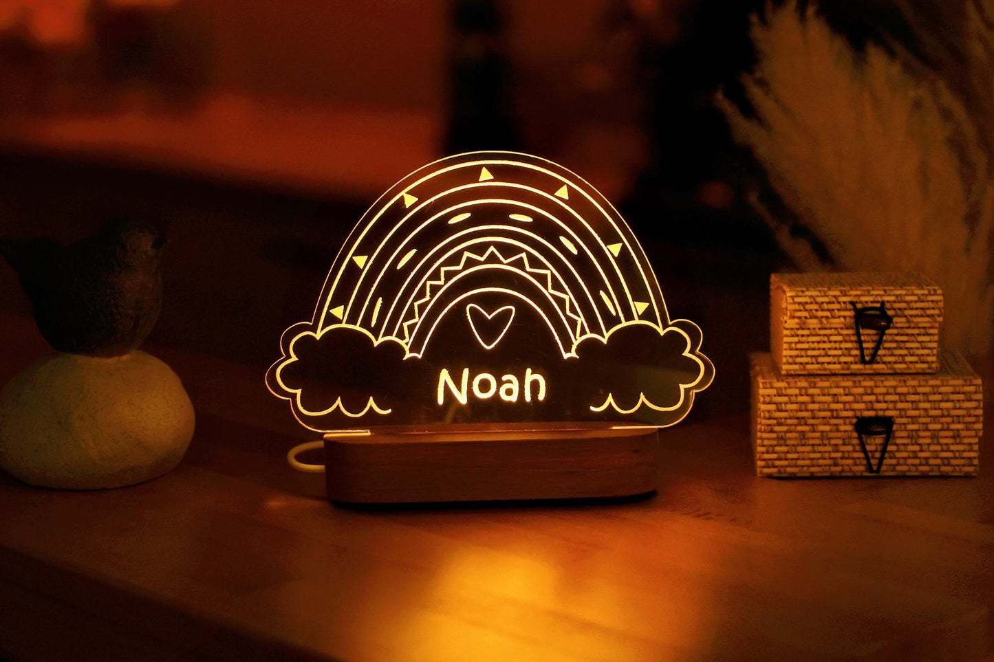 Custom Baby Night Light - Rainbow Nightlight Personalized Kids Name