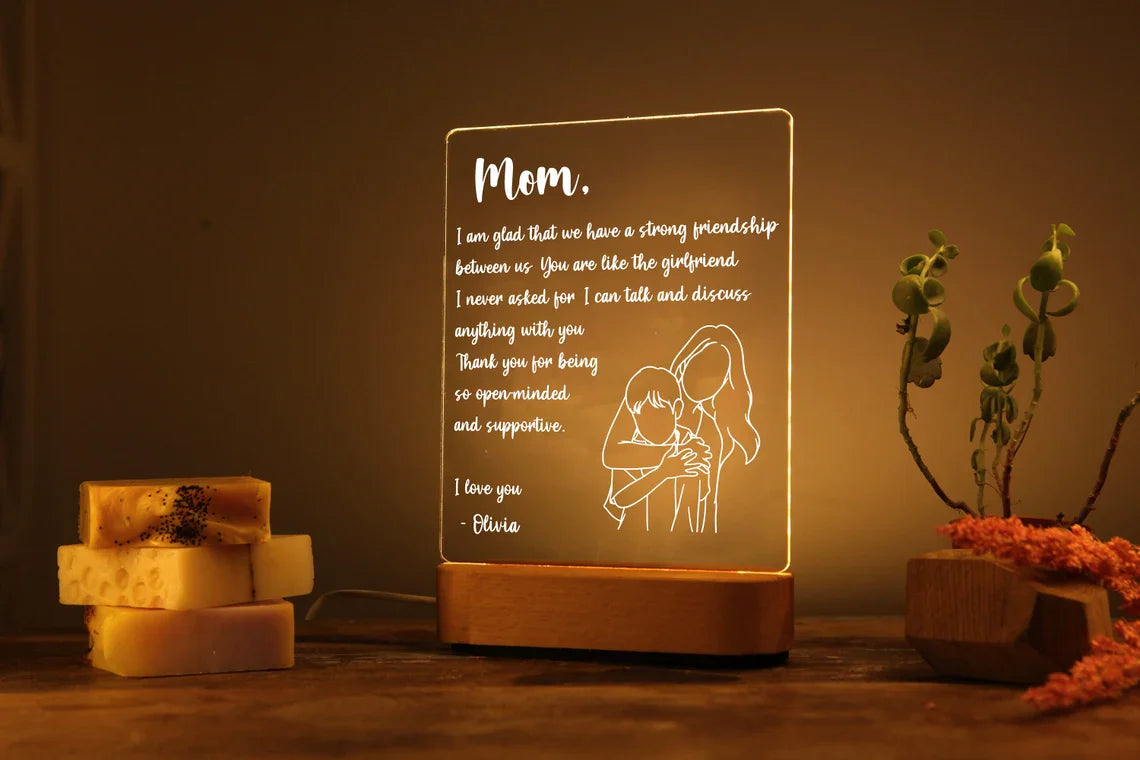 Customized Photo Night Light with Music - Mother's Day Gift for Mom, Nana, or Grandma - Mommy's Night Light with Music - Engraved Message