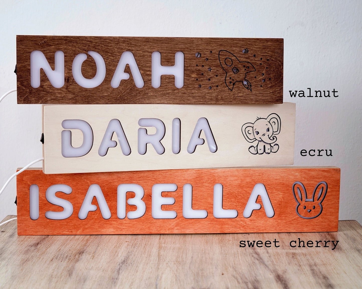 Personalized Baby Gift - Baby Name Sign - Wooden Night Light Nursery Above Bed - Birth Announcement -  Baby Name Wall Decor - Newborn Sign