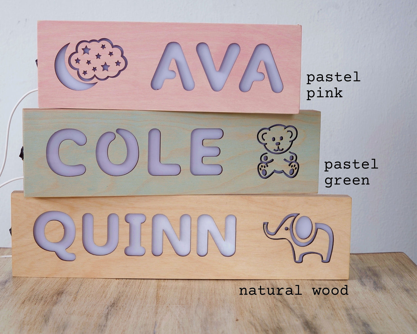 Personalized Name Light, New Baby Gift, Wooden Toys, Baby Shower, Christmas Gifts for Kids, Wood Toddler Toys, First Birthday