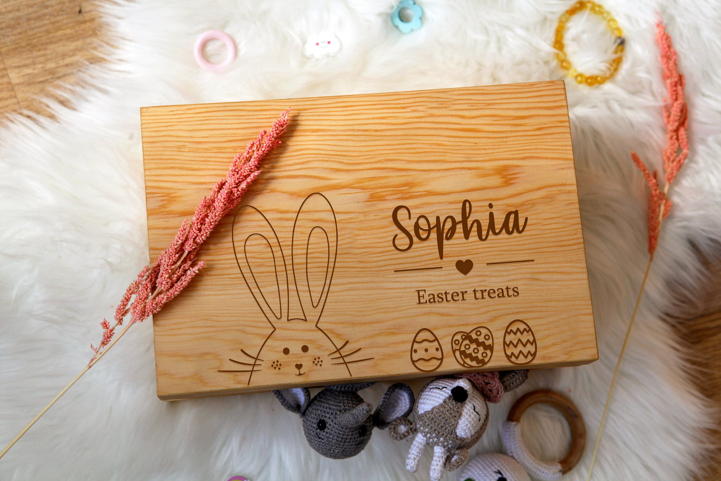 Wooden Easter Basket,Custom Easter Bunny Basket,Boy Girls Name Easter Basket,Kids Easter Gifts,Happy Easter Egg Hunt,Monogram Easter Basket