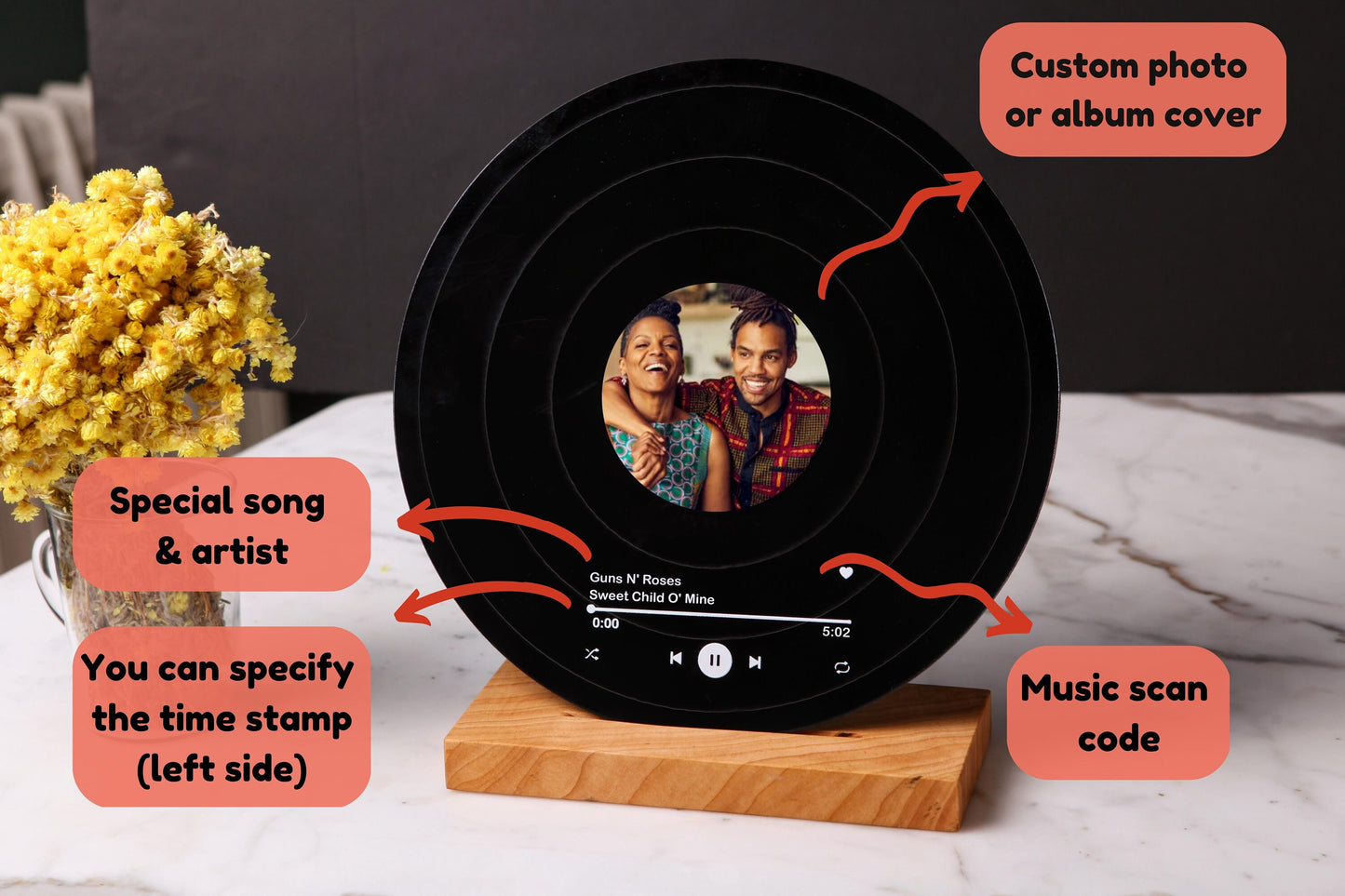 Custom Acrylic Plaque with Photo - Gift for Mom - Best Mom Gift - Mommy Gifts - Mother's Day Gift - Vinyl Record with Stand - Thank you mom