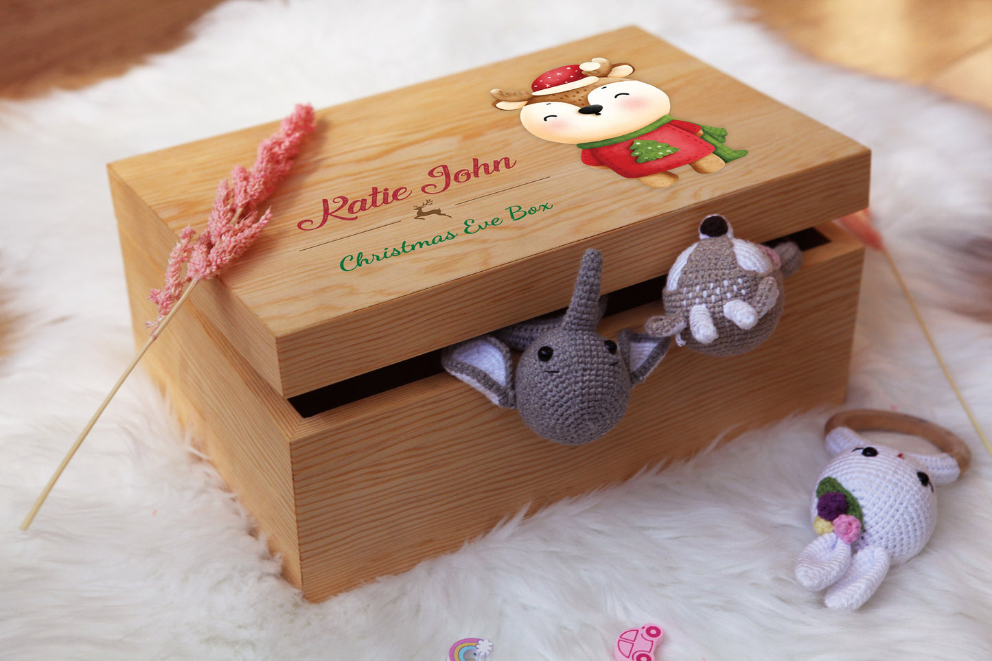 Custom Wooden Christmas Eve Box - Baby Boy Gifts - Keepsake Box - Christmas Box - Gift for Nephew - Gift for Baby - Christmas Gifts for Kids