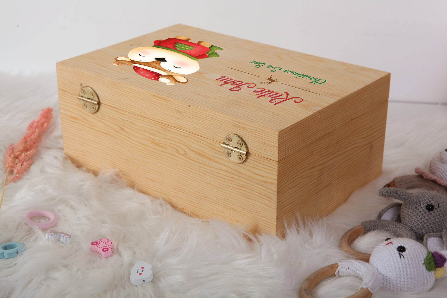 Personalized Wooden Christmas Eve Box with Name - Baby Girl Gifts - Wooden Baby Keepsake Box - Christmas Box Baby Shower Gifts - Aunt Gift