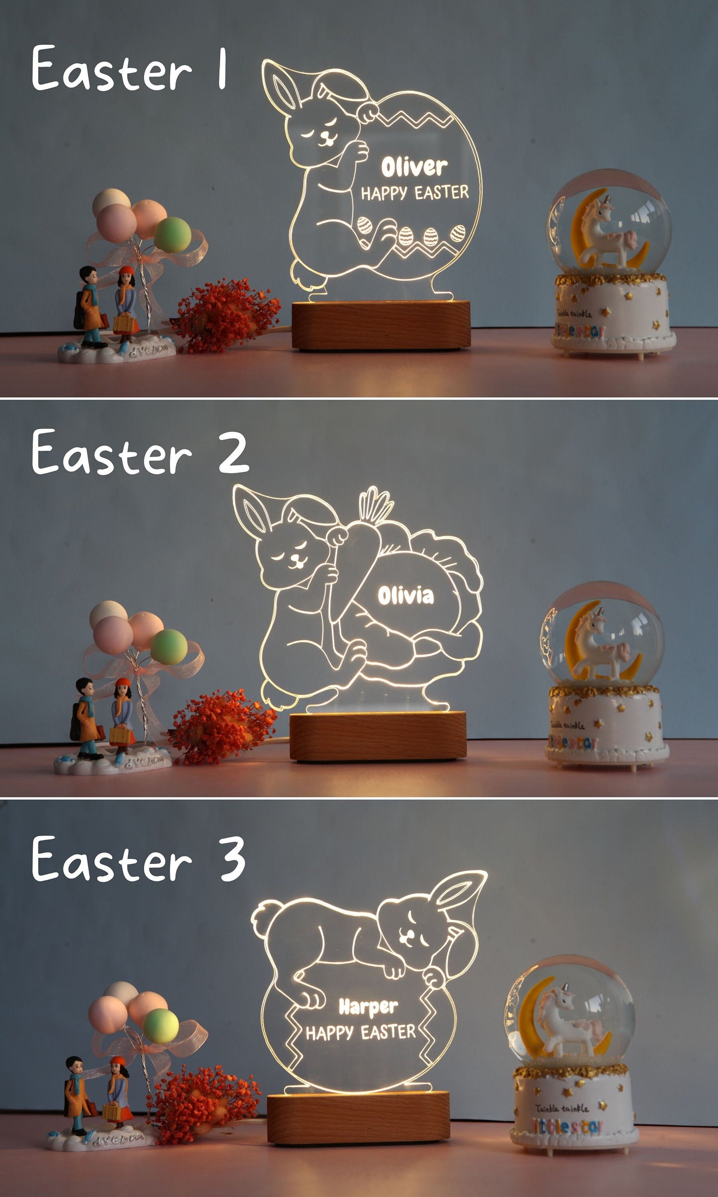 Personalized Easter Bunny Night Light - Boys and Girls Easter Gift