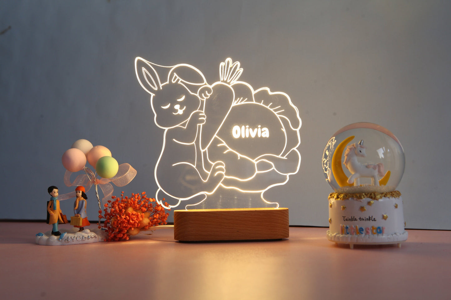 Personalized Easter Bunny Night Light - Boys and Girls Easter Gift