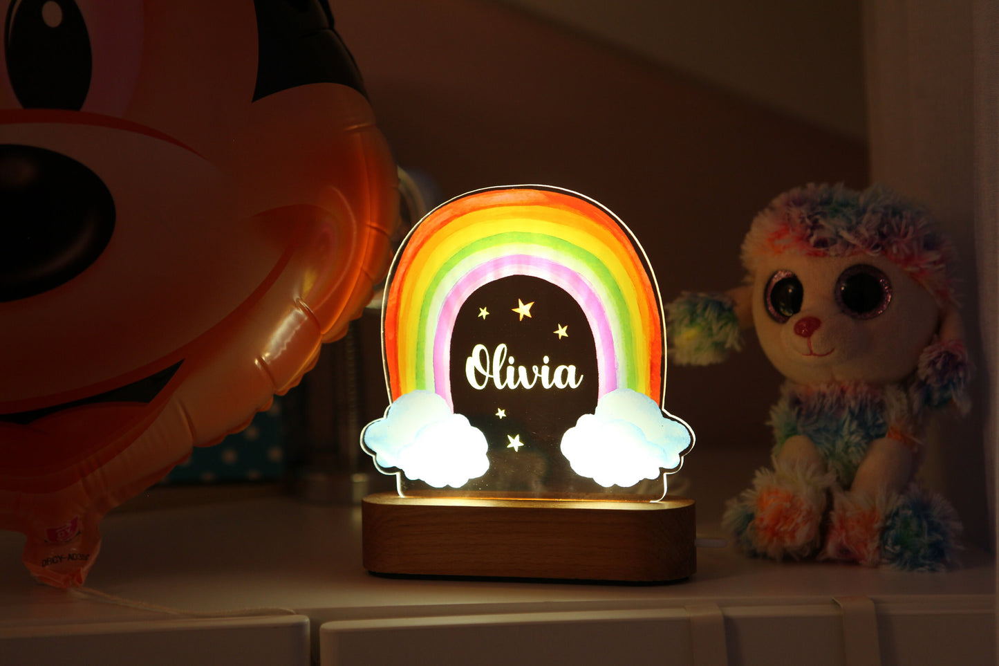 Personalized Kids Nightlight - Rainbow Nursery - Baby Girl Gift