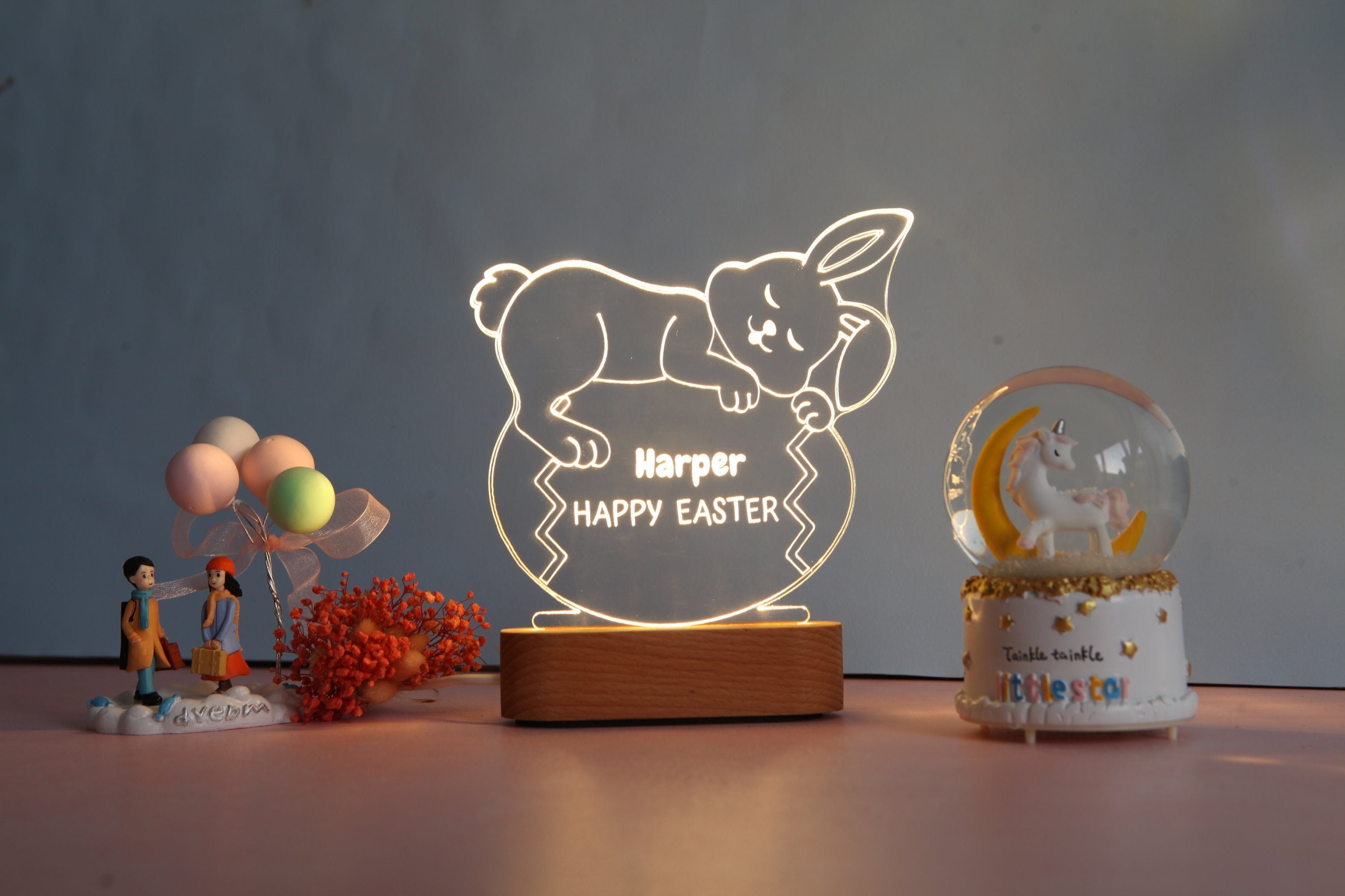 Personalized Easter Bunny Night Light - Boys and Girls Easter Gift