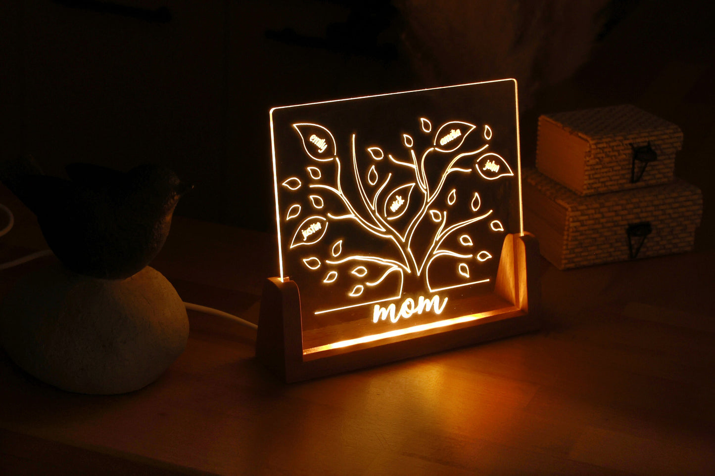 Mom Tree Night Light with Kids Name, Memorial Gift