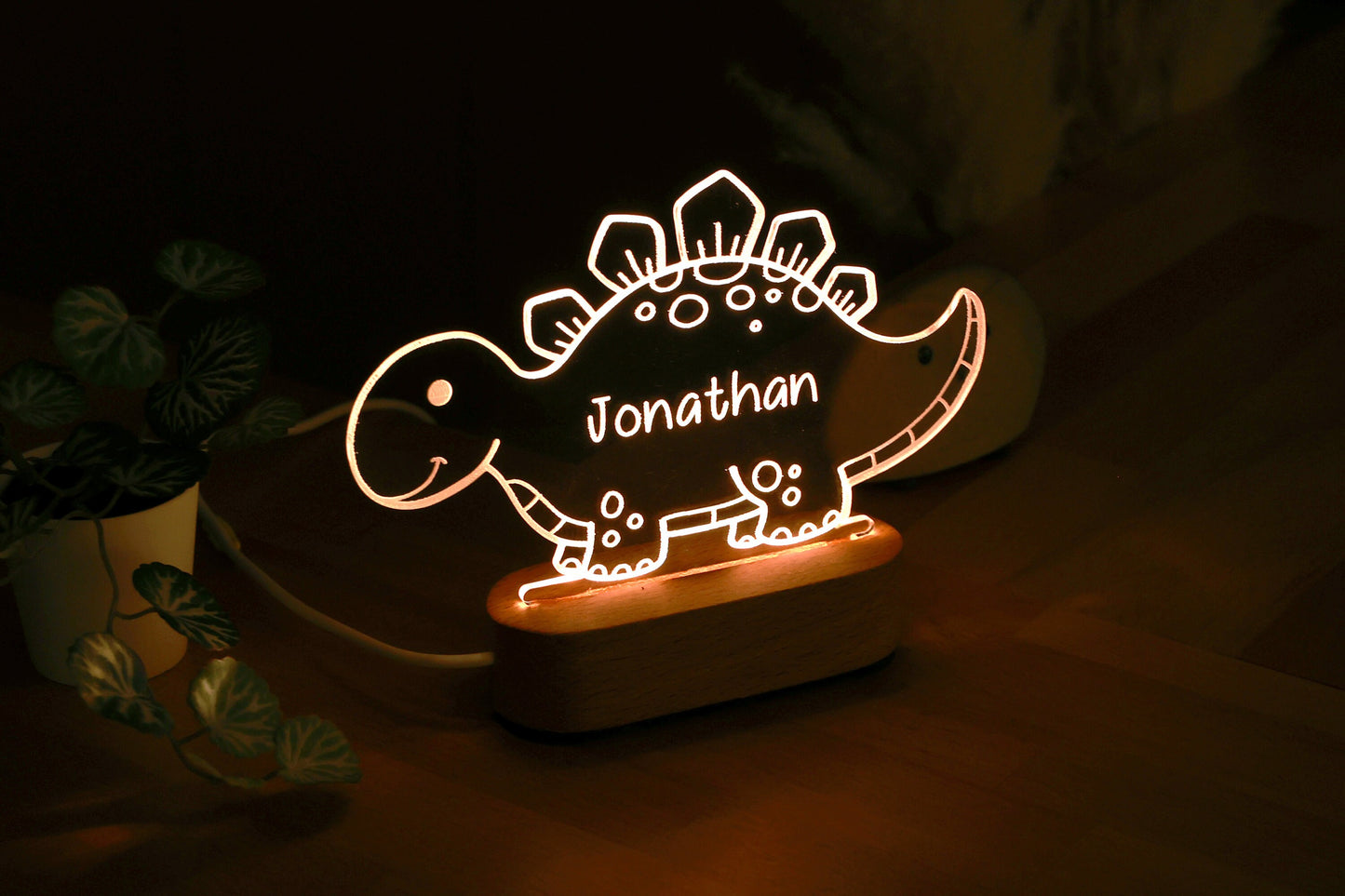 Personalized Dinosaur Night Light Cute Kids Name Nightlight