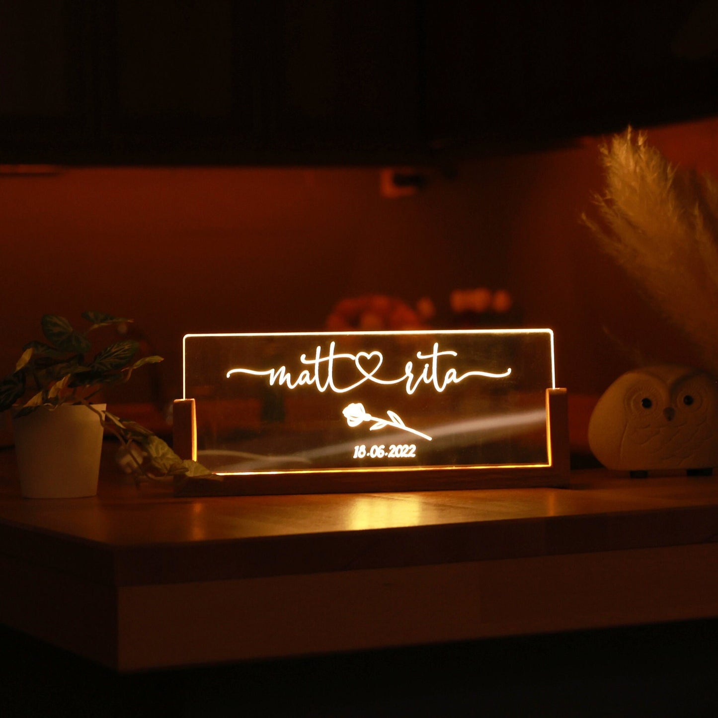 Customized Duo Night Light, LED Luminary for Lovebirds