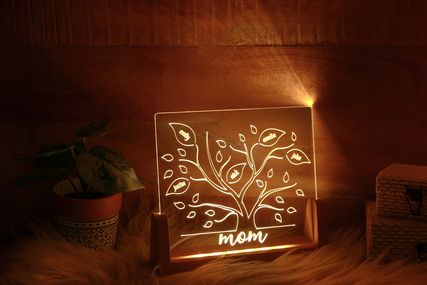 Mom Tree Night Light with Kids Name, Memorial Gift