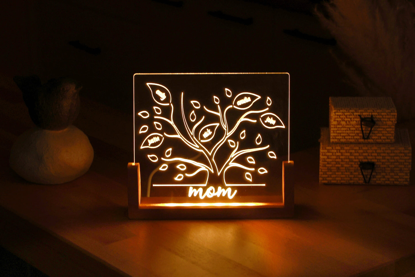 Mom Tree Night Light with Kids Name, Memorial Gift