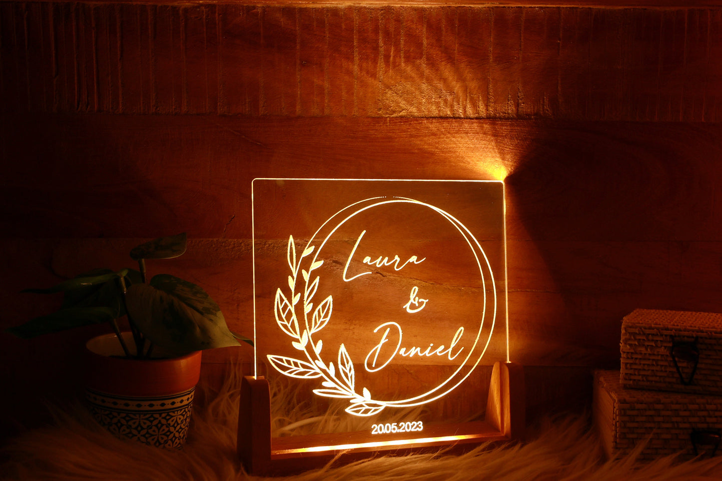 Custom Wedding Anniversary Night Light