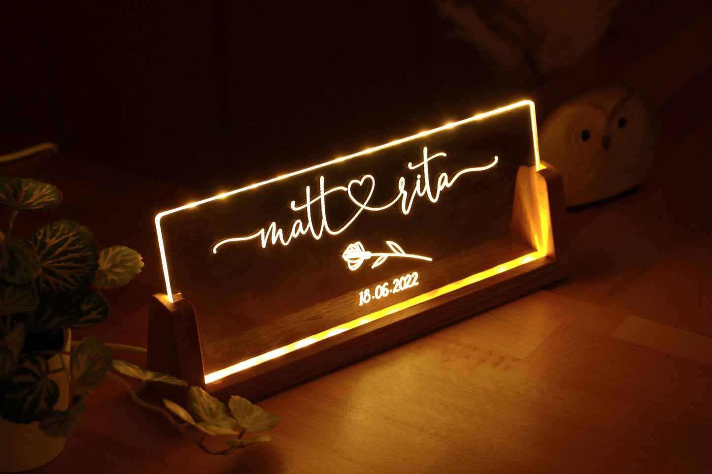 Customized Duo Night Light, LED Luminary for Lovebirds