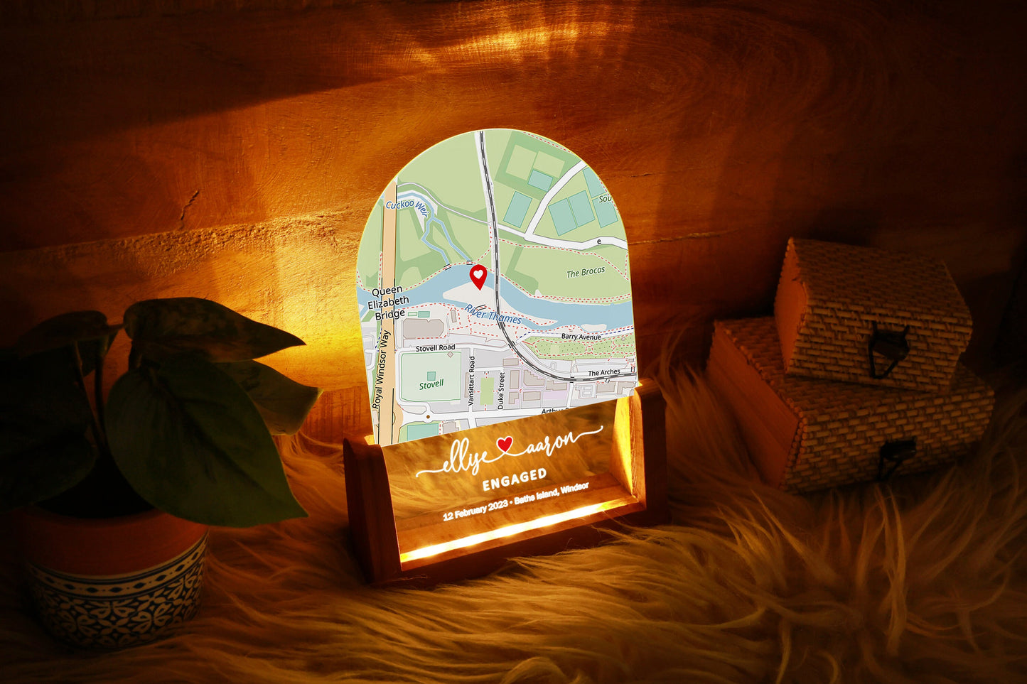 Custom Map Night Light, Personalized Location Light