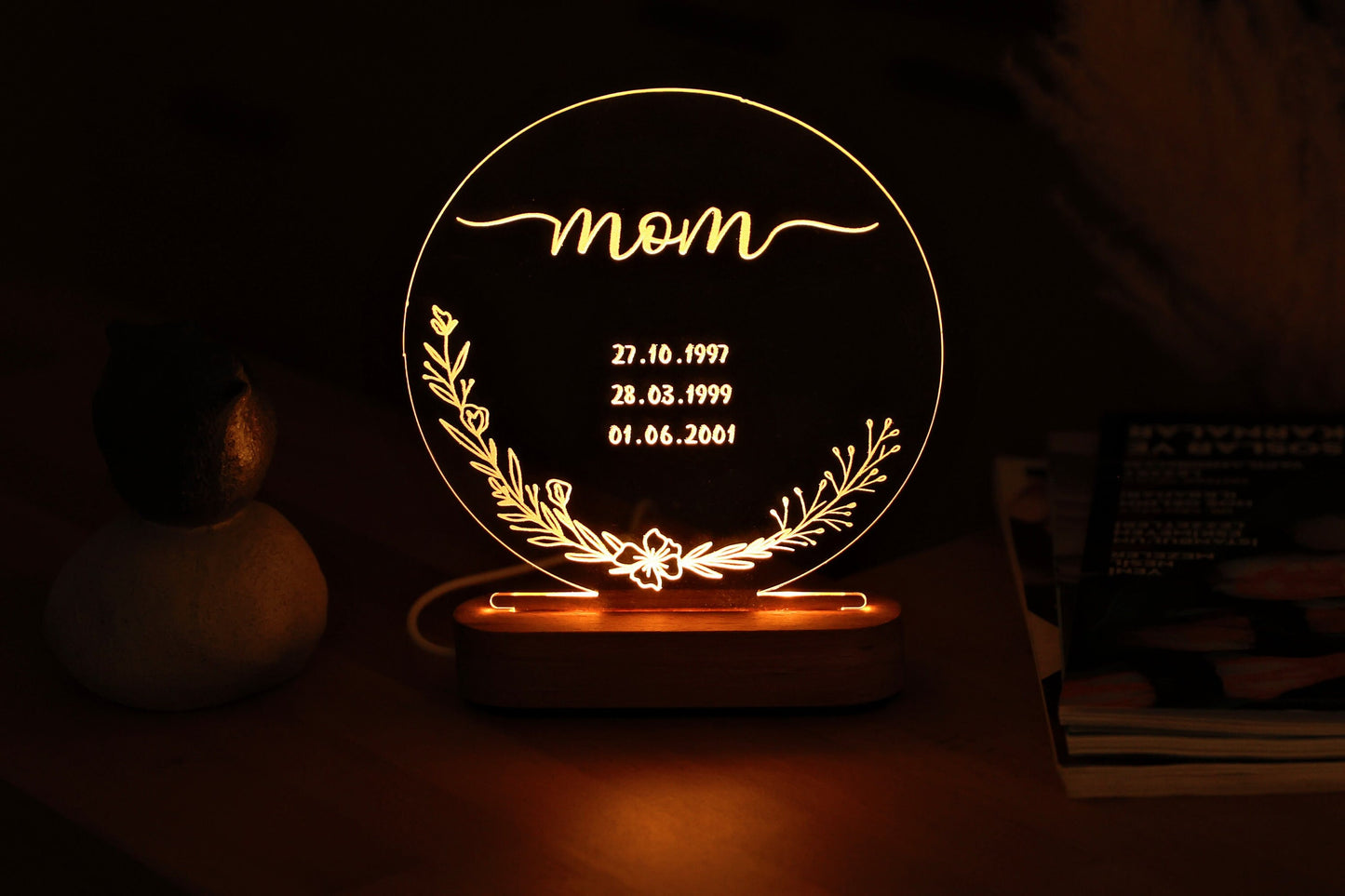 Personalized Mom Gifts, LED Night Light, Christmas & Birthday Surprises